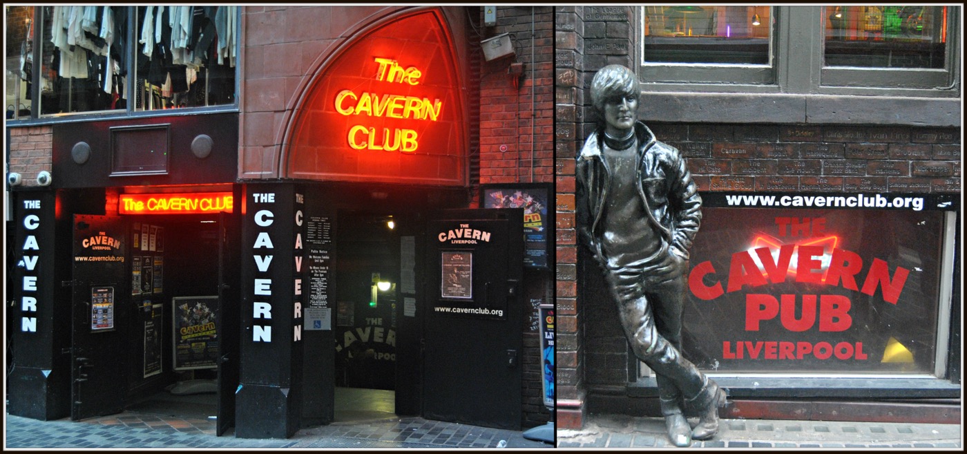 Cavern Club entrance and John Lennon statue on Mathew Street, Liverpool